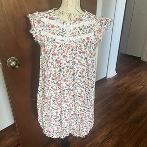 True Craft Pink and Green Sleeveless Mini Sundress